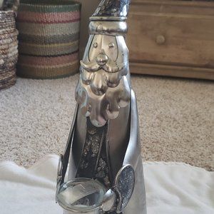 Silver Mosaic Santa Tealight Candle Holder Decor